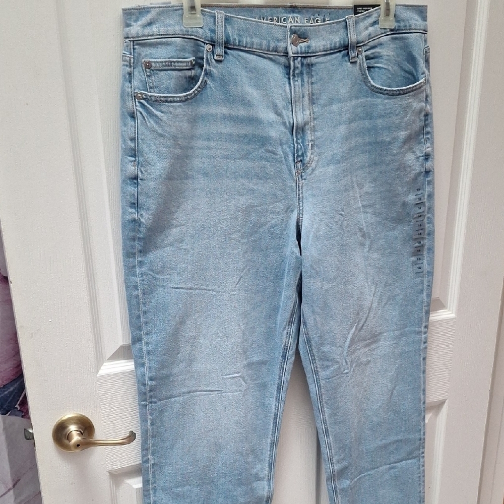 Q American Eagle Blue Stretch High Rise Straight Leg Jeans 16. NWT